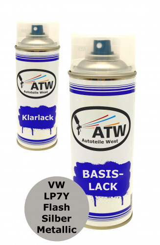 Autolack für VW LP7Y Flash Silber Metallic+400ml Klarlack Set